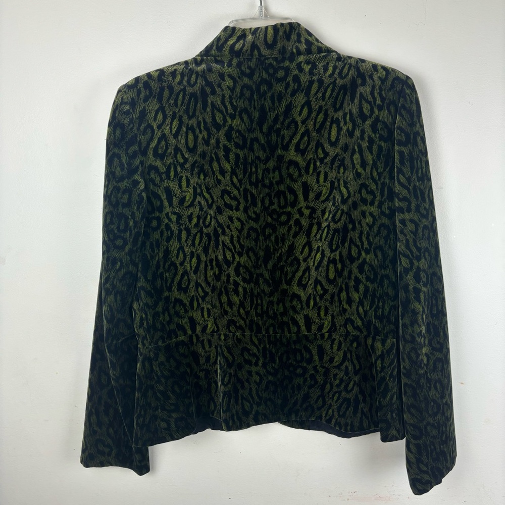 Anthro-Anthracite Leopard print green velvet blazer w/peacock pin-Woman’s 10-EUC - Picture 12 of 14